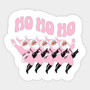 Pink Christmas, Retro Santa Funny Christmas Sticker